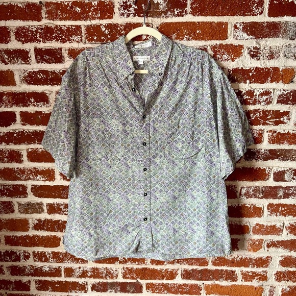 Claiborne men’s multi color retro casual button down - Picture 4 of 8